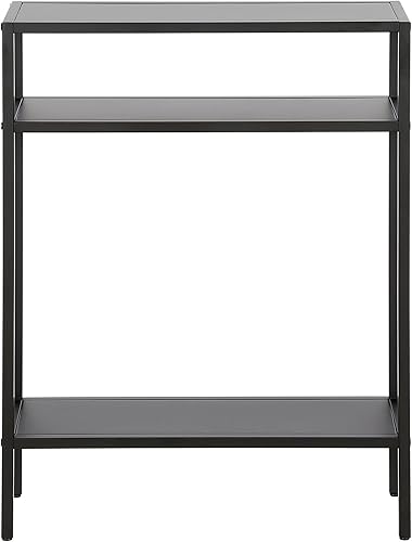 Miniatura 4 de Henn&Hart Mesa consola rectangular de 22 pulgadas de ancho con estantes de metal en bronce ennegrecido, mesa de entrada, mesa decorativa para sala