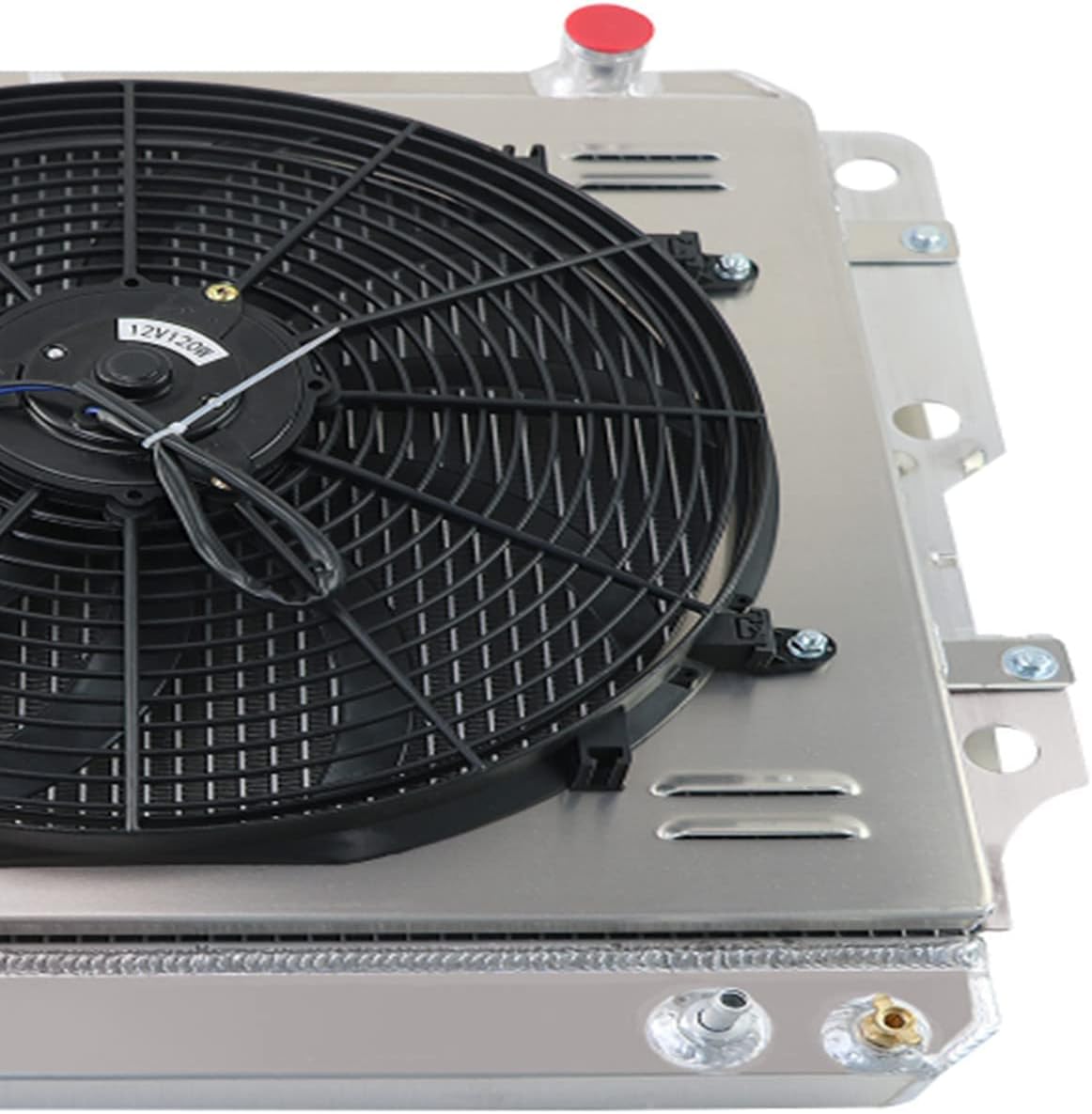 4 Row Core All Aluminum Radiator for Jeep 1987-2006 TJ Wrangler 2.4L 2.5L 4.0L 4.2L L4/ L6 Radiator + Shroud + Fan + Relay