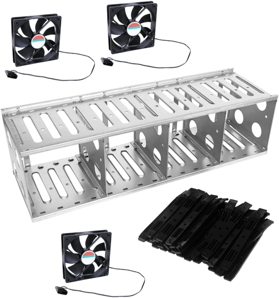 Angoily 12-Layer HDD Enclosure 3.5-inch Hard Disk Rack Anti-Deformation Heat Dissipation Drive Cage