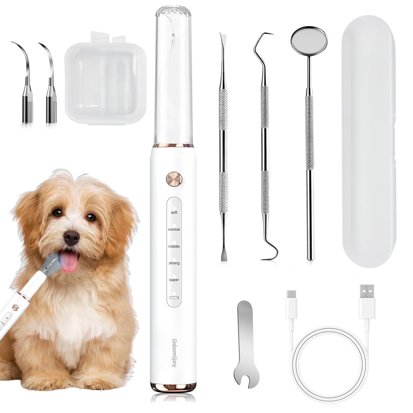 Dog Plaque Tartar Remover Electric Toothbrush Teeth Cleaner Dental Care Kit for Dogs Cats- 5 Modes LED IPX6