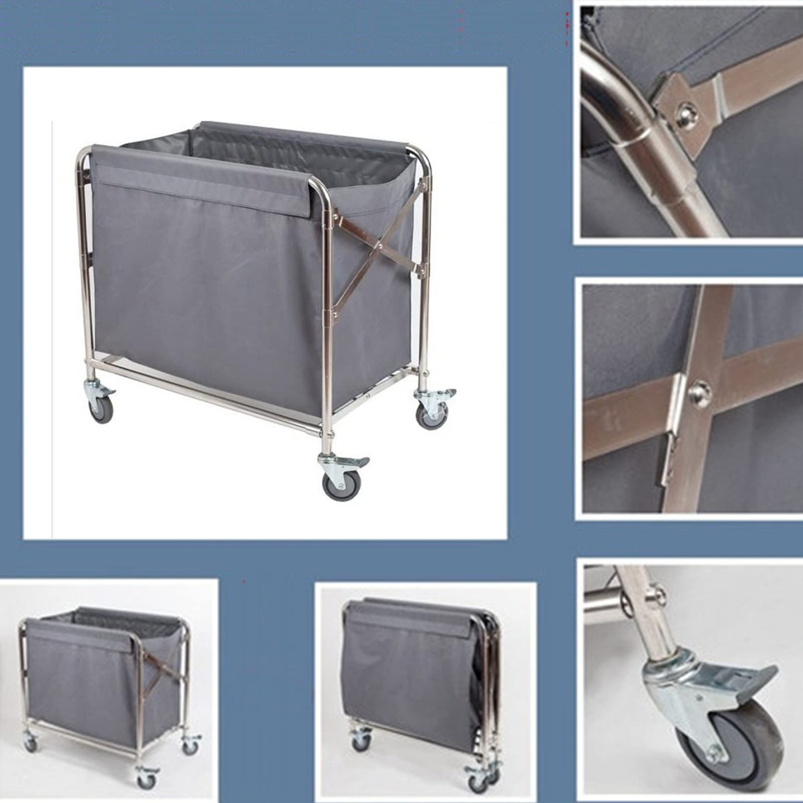 Carrello per lavanderia industriale – Carrello per biancheria da hotel resistente per scuole, uffici, hotel – grande carrello per pulizie