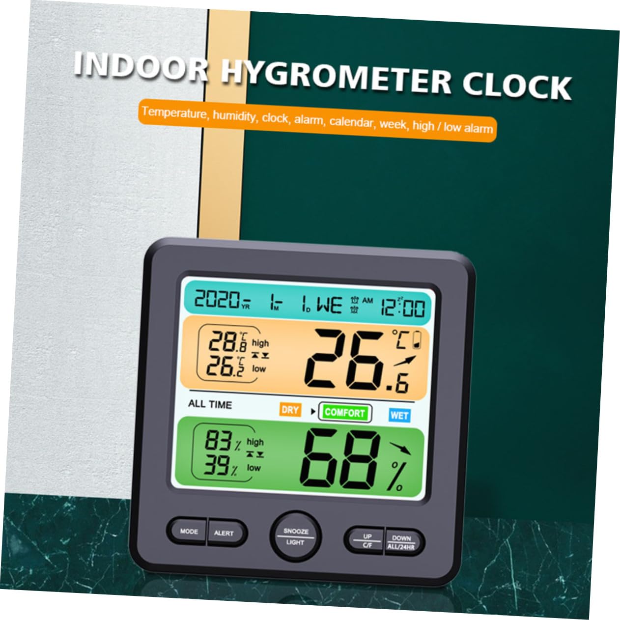 BESTonZON Termometro Digitale Misuratore di Umidità Interna Monitor della Temperatura per Cameretta Soggiorno Cucina Ufficio Dimensioni Pratiche Leggere Trasportabili