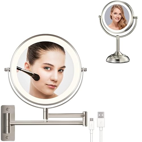 VESAUR Espejo de maquillaje iluminado grande de 10 pulgadas y 17 pulgadas de alto espejo de tocador de maquillaje iluminado montado en la pared disponible en Yaxa Guatemala