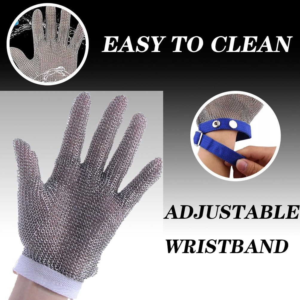 Gant Anti Coupure Gants De Travail De Sécurité Anti-coupure En Acier Inoxydable 304L, Gants Universels Anti-couteaux For Hommes Et Femmes, Main Gauche Et Droite(L)