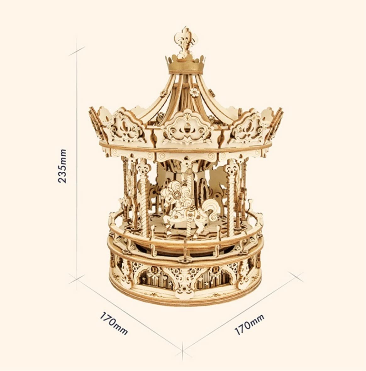 Carillon Carillon A Giostra in Legno Creativo per Fidanzata Fidanzato Uomo Donna Famiglia Decorazioni Natalizie Fai da Te Scatola Musicale