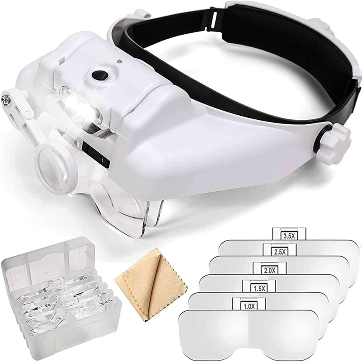 Lámpara de lupa con cabeza recargable USB, gafas binoculares, lupa con 3Led iluminada diadema lupa para lectura flexible cuello de cisne brazo visión de matrimonio, Fdj030-1