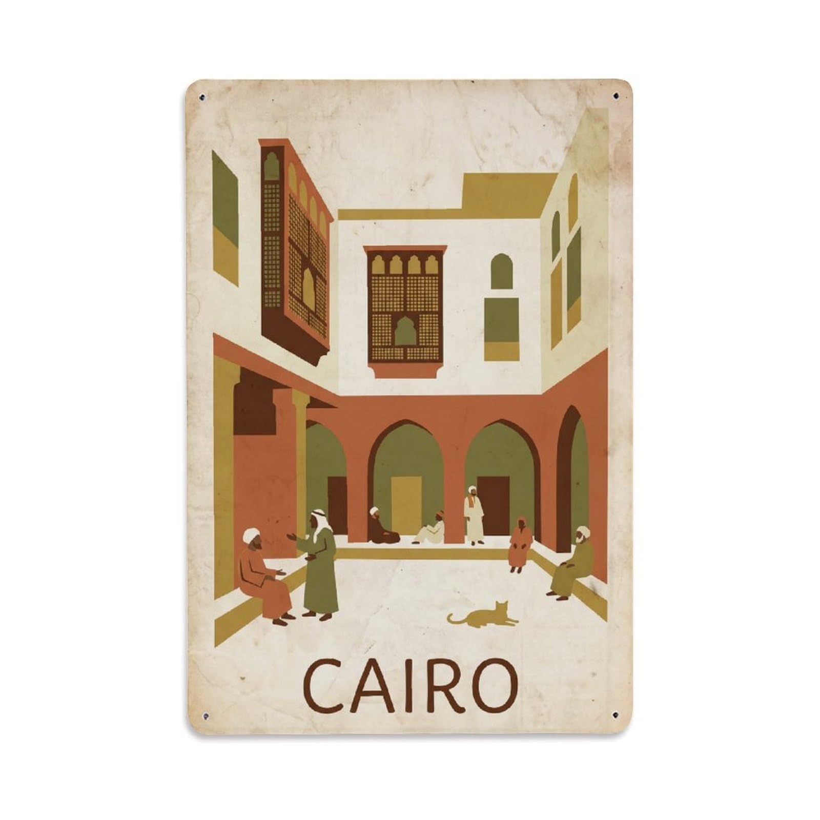 Gead 8X12inch Style Vintage Travel Cairo House Metal Tin Sign