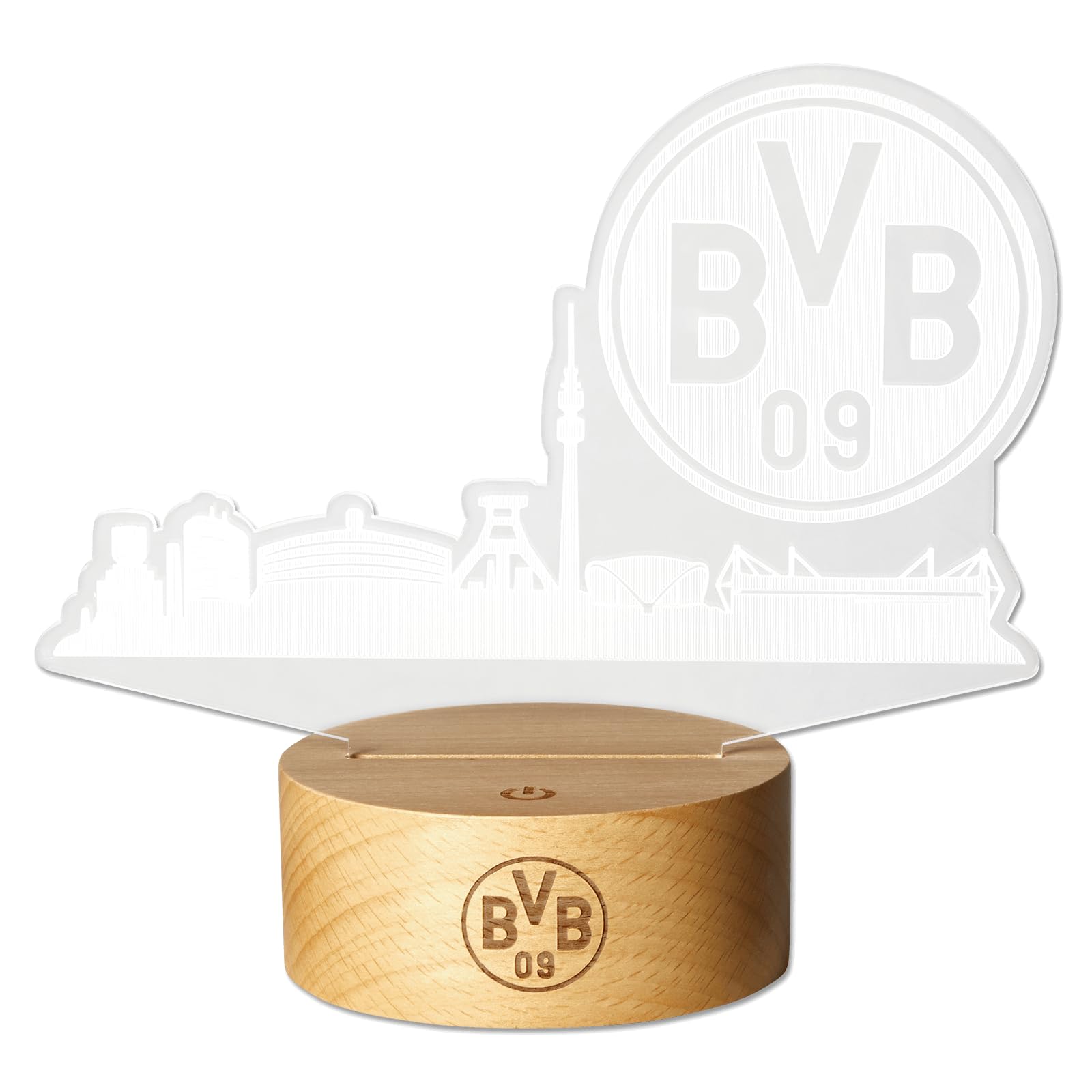Borussia Dortmund Lampe LED BVB avec Skyline, emblème BVB et câble USB, marron