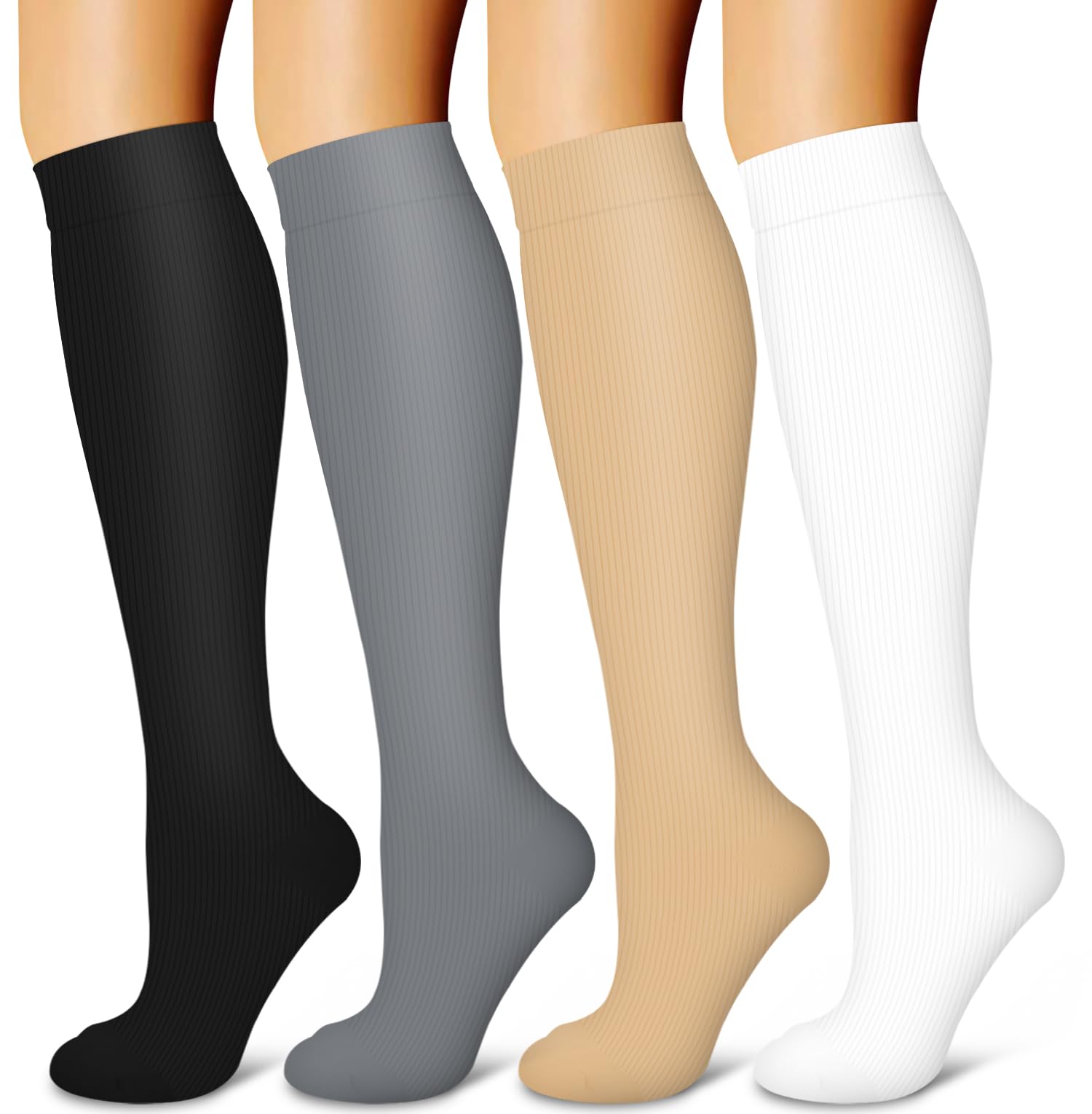 Laite Hebe 4 Pairs-Compression Socks for Women&amp;Men Circulation-Best Support for Nurses,Running,Athletic