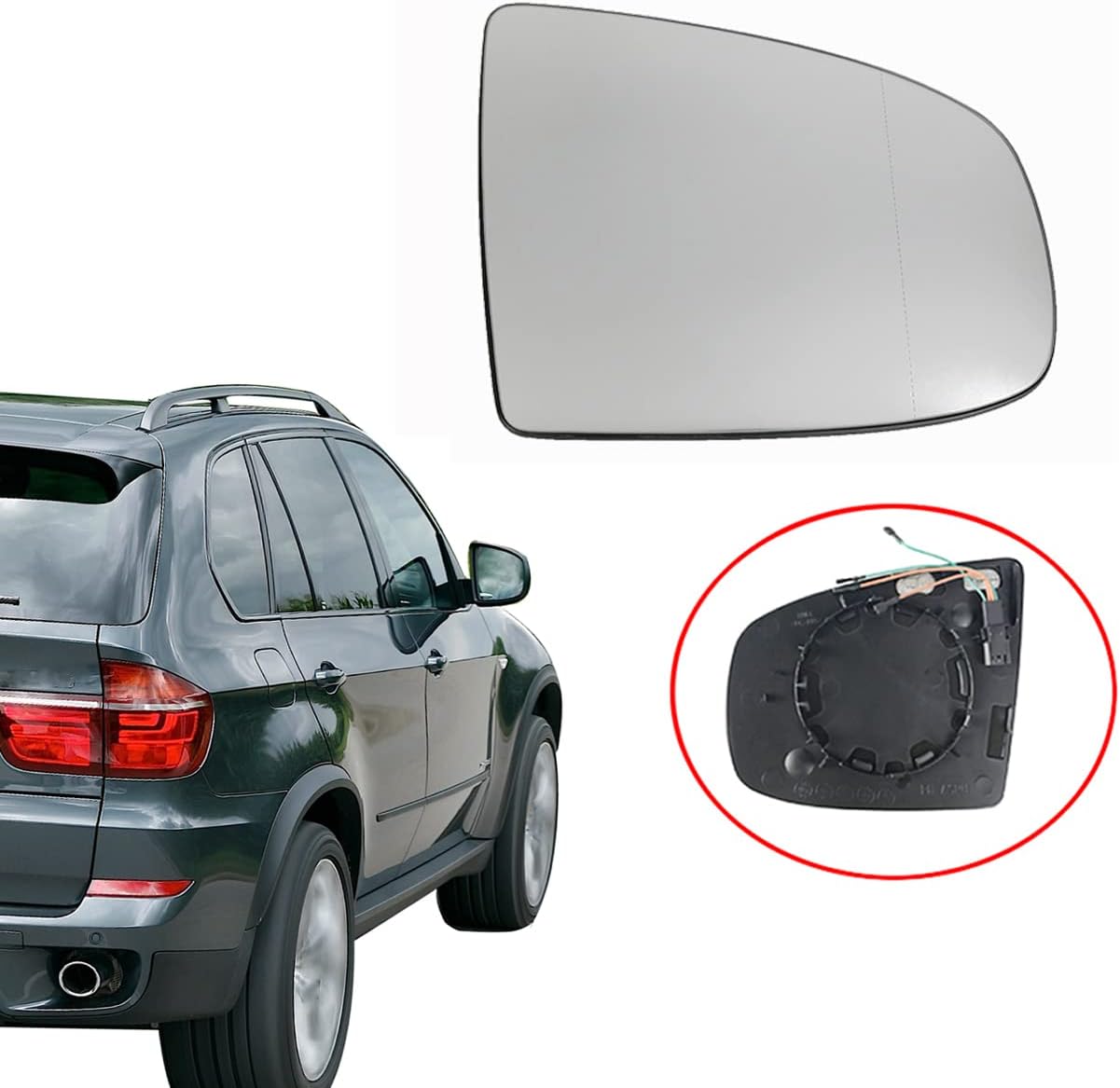 Right Side Heated Wing Mirror Glass Side Angle/Aspherical Glass With Brackets 4-pin for X6 X5