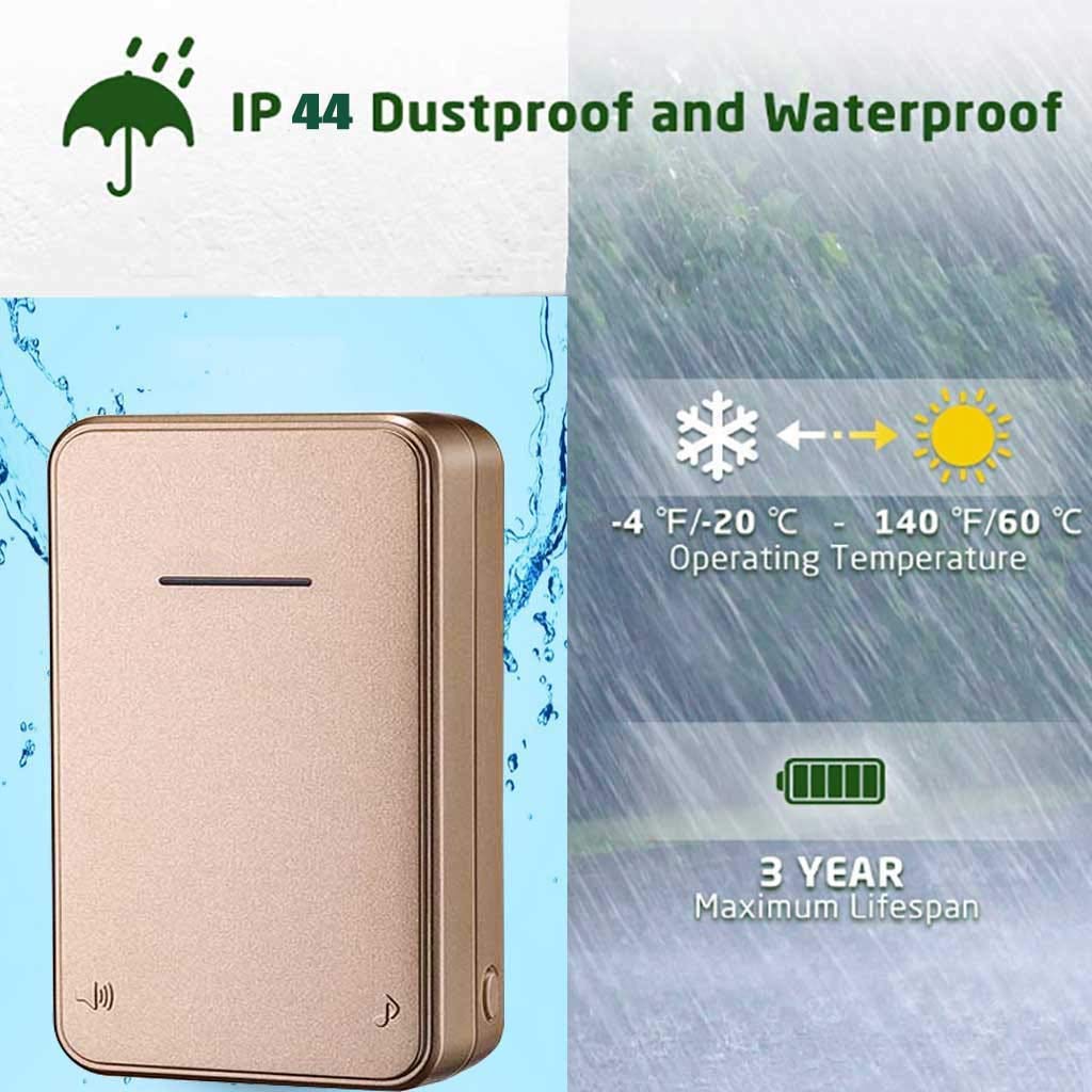 Kit Timbre Inalámbrico Autogenerante 6 Receptores Impermeable Alcance 200M 48 Tonos LED Multicolor(Gold)