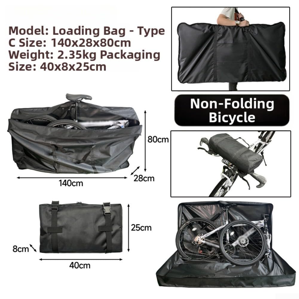 Borsa da trasporto per bicicletta da viaggio, ottimizzata, impermeabile, pieghevole, con cerniera resistente e ampio spazio interno, adatta per trasportare biciclette in modo sicuro e facile (66-68,6