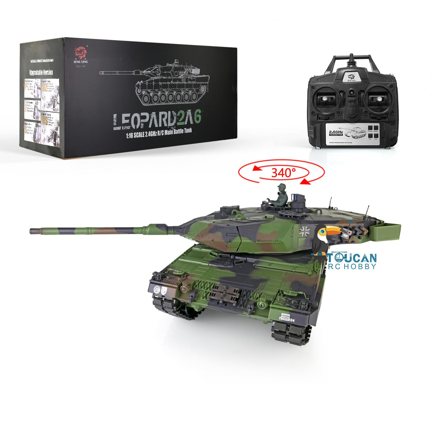 Leopard 2 A 6 RC czołg łańcuchowy 2,4 GHz 1/16/6 mm funkcja strzelania