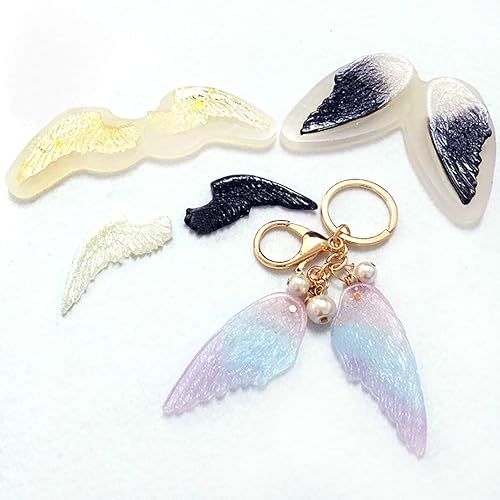Miniatura 5 de iSuperb 7 moldes de resina para alas de ángel, moldes de silicona, moldes de fundición de resina epoxi UV, moldes de llavero para decoración de arte