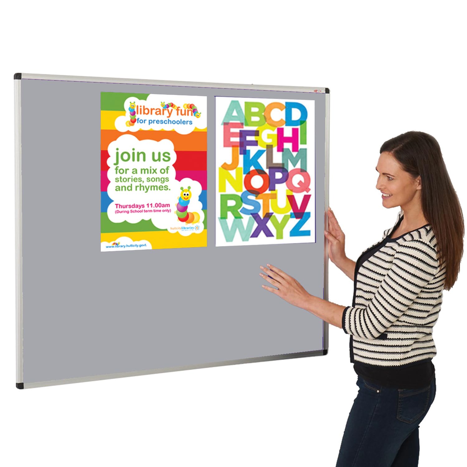 Aluminium Framed Grey Felt Notice Board 150 x 120 cm | Indoor Bulletin Pinboard | 4 Colours - Ideal for Office, School, Healthcare