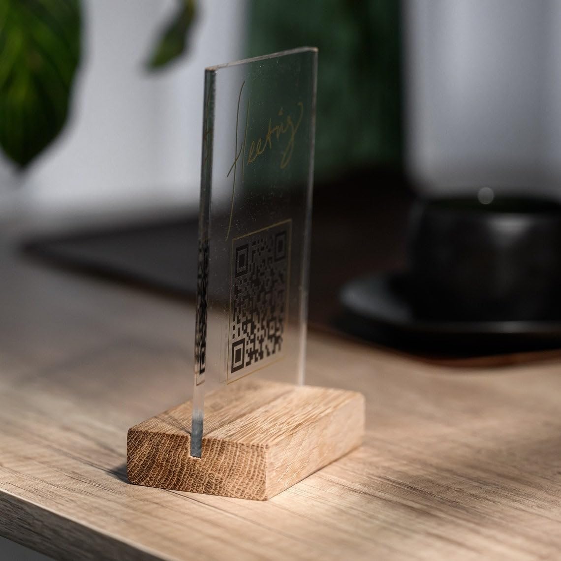 Paquete de 5 carteles impresos de madera acrílica para dejar reseña, menú de pago, soporte de código qr para café, restaurante, tienda