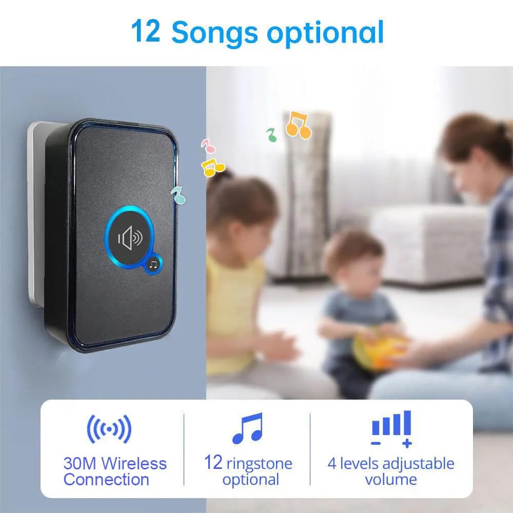 Tuya Smart Life Timbre de vídeo con timbre inalámbrico WiFi, RJ45 1080P Visión Nocturna Intercomunicador Vigilancia de seguridad Videoportero Sistema de control de acceso telefónico, Plata