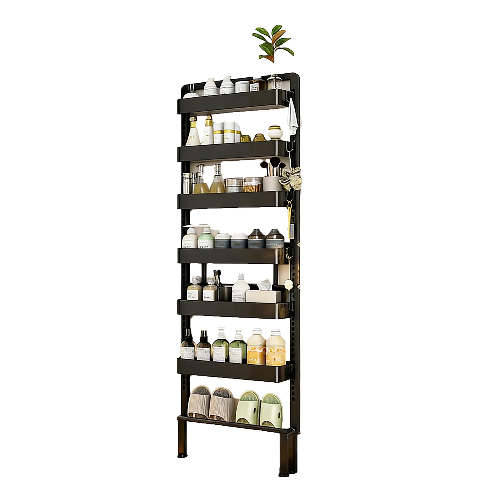 7-Tier Wand-Gewürz regal, Küchen regal, verstellbar, verdickte Stütz säulen, keine Bohrungen erforderlich. Geeignet für Heim küchen (schwarz).-S