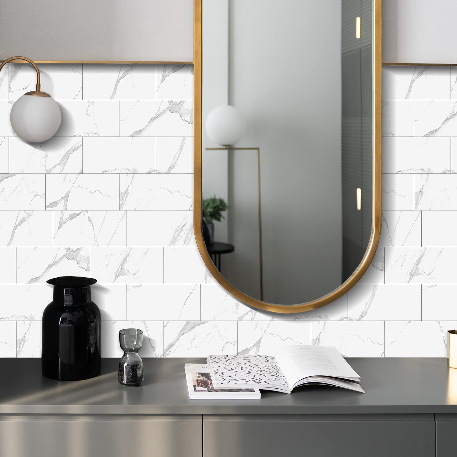Alwayspon 32 Adesivi Per Piastrelle Effetto Legno 10,2x20,3 Cm – Autoadesivi Rimovibili Per Cucina E Bagno, Retro In Schiuma - 5