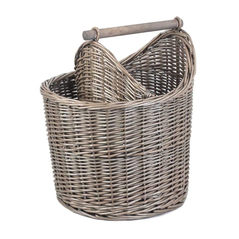 east2eden - Cesta con coperchio, in vimini, varie misure, Vimini, marrone, large
