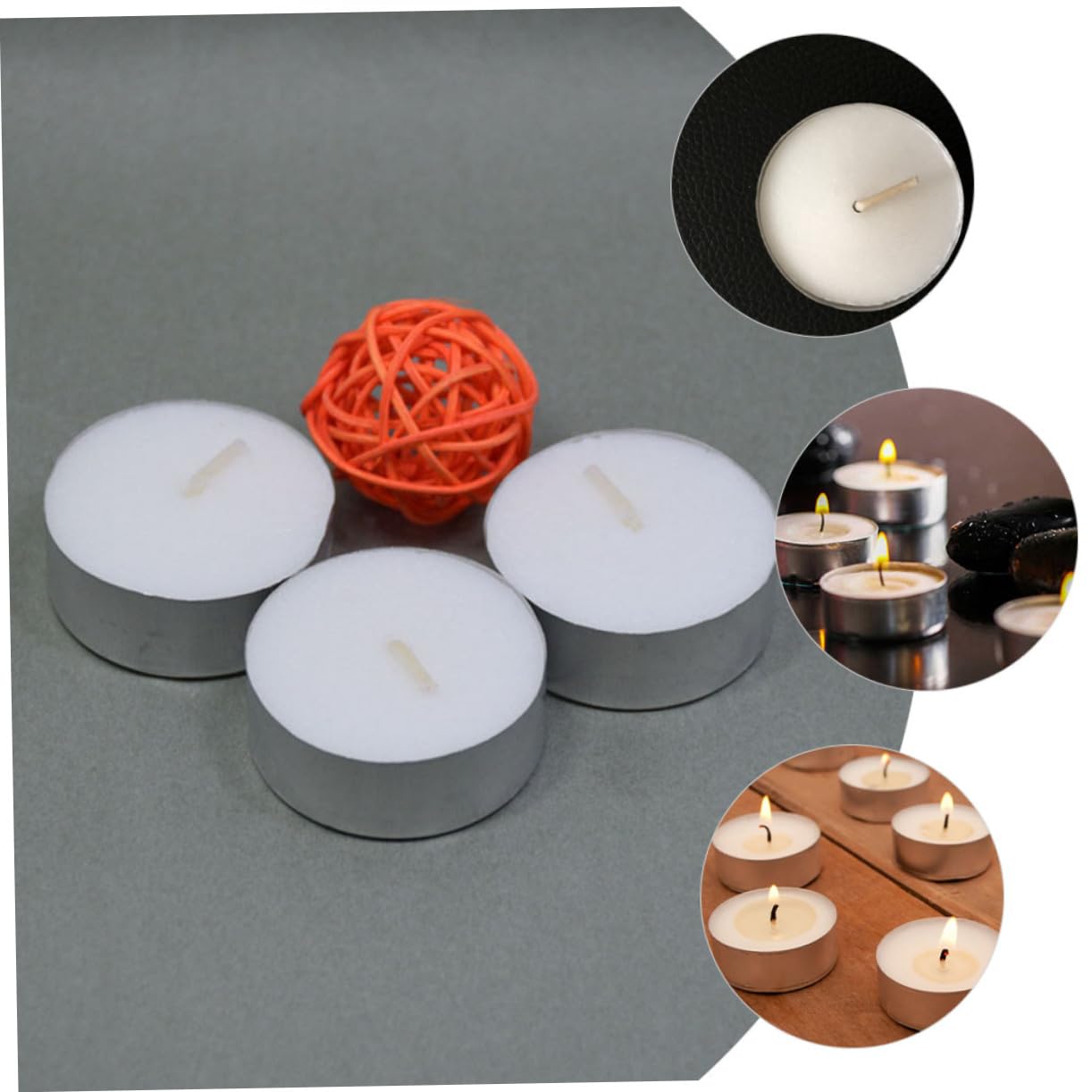 Velas de Té Redondas sin Humo Base de Aluminio 100 Unidades, Color Claro, de Larga Duración, Hogar y Salón de Té