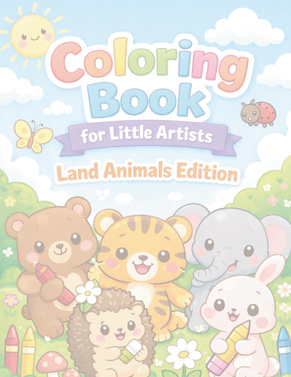 Coloring Book for Little Artists: Fun and cute land animals to color
