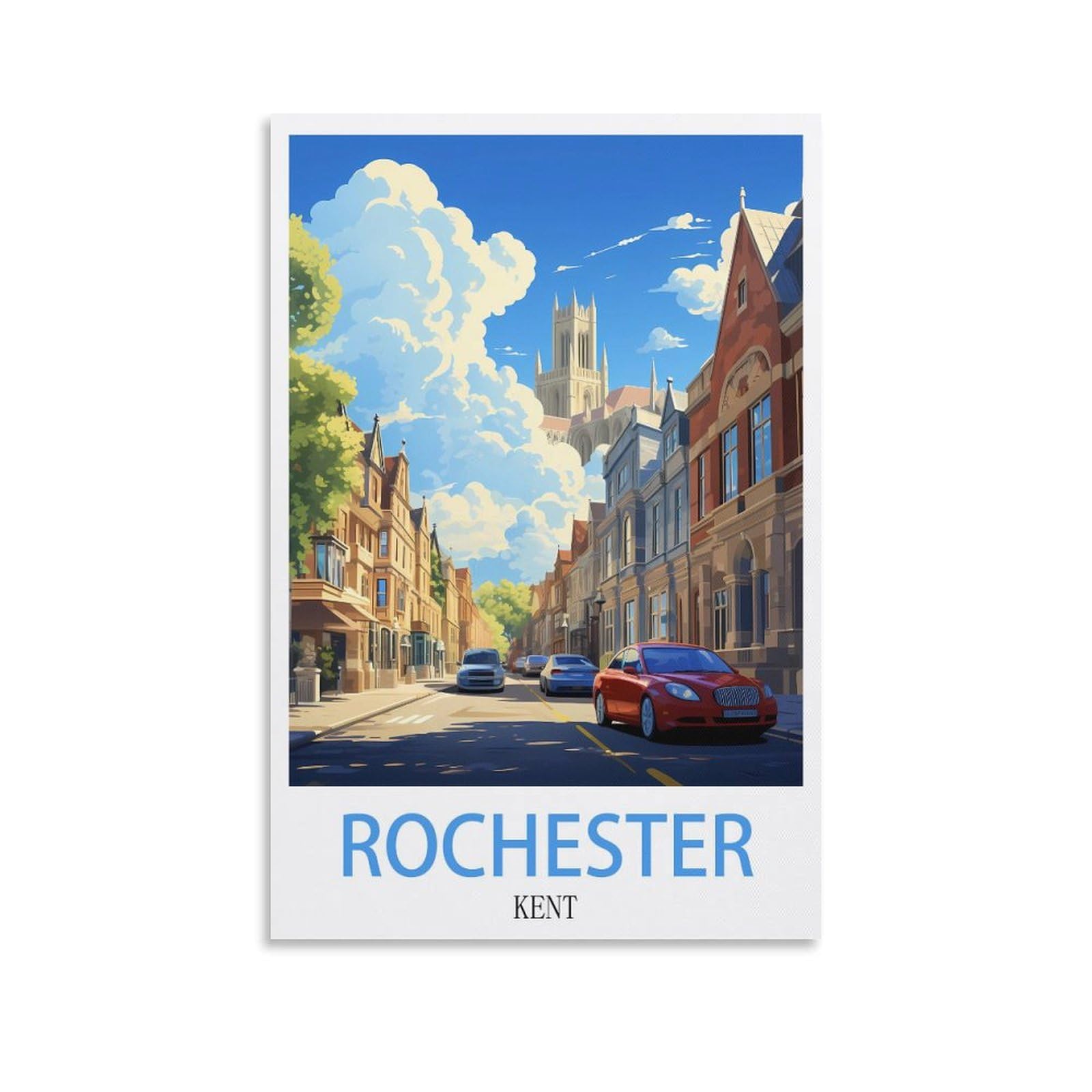 CEYHNO Rochester Kent Vintage Travel Poster 16x24inch(40x60cm) Canvas Art Poster And Wall Art Picture Print Modern Family Bedroom Decor