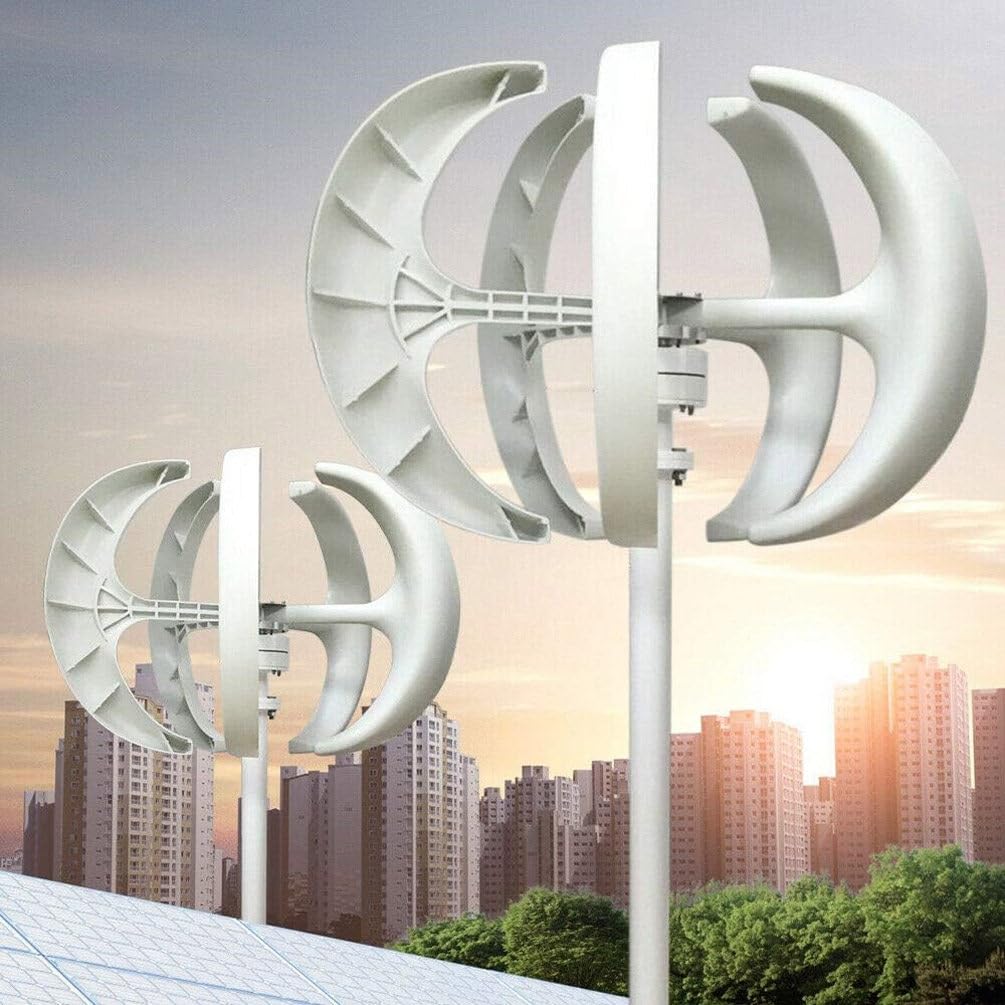 Kit generatore di turbina eolica verticale, 12 V, 1200 W, con 5 lame e controller, soluzione efficiente per energie rinnovabili per barche, cabine, case mobili e terrazze