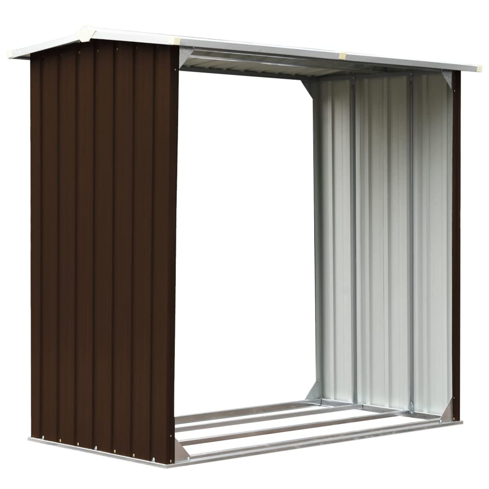 Homgoday Caseta jardín para leña Acero galvanizado marrón 172x91x154 cm Leñera Registro de Leña, Estantería para leña de Chimenea para Interior y Exterior Soporte de Madera