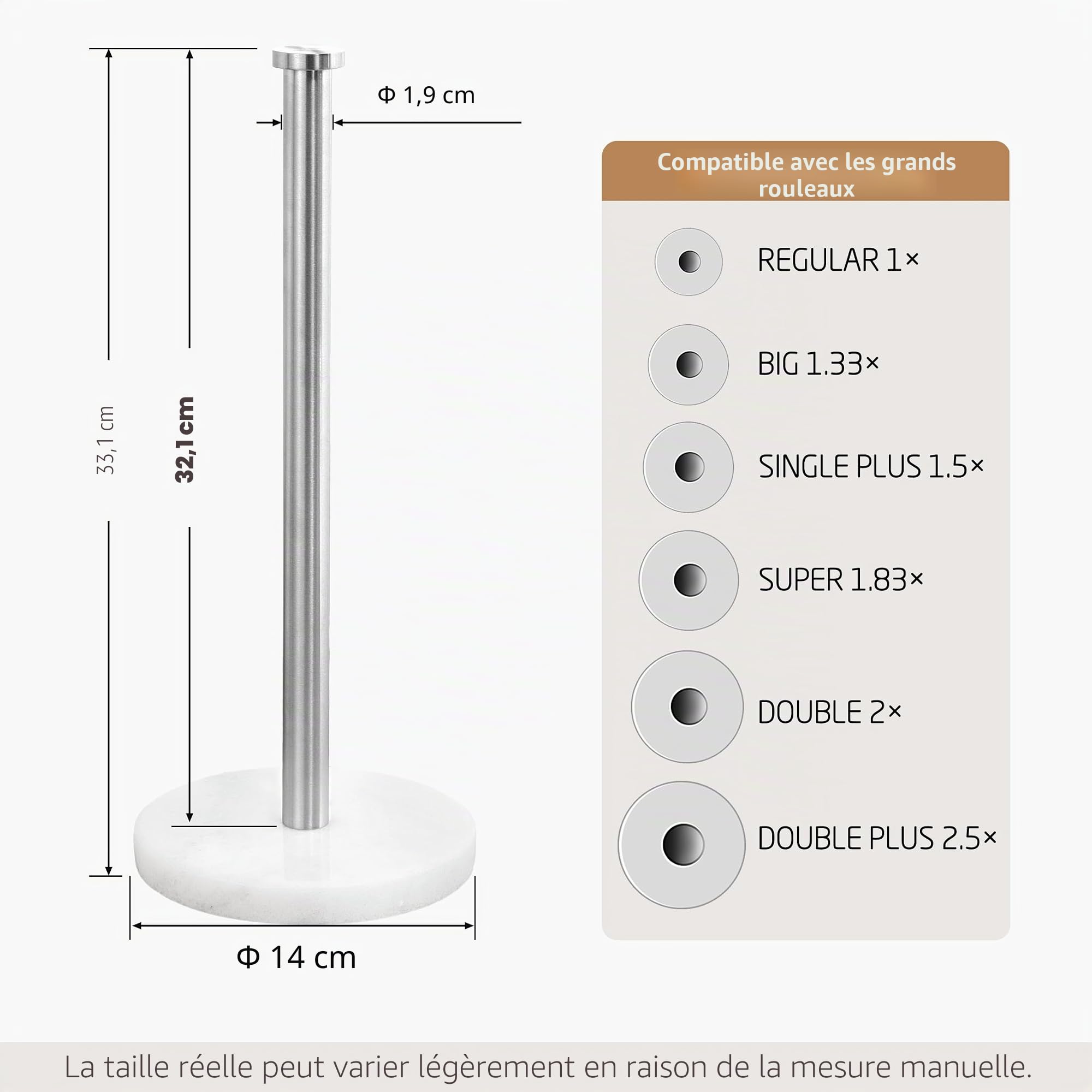 KES Porte Essuie Tout sur Pied Porte Sopalin Marbre Comptoir Support Essuie Tout Acier Inoxydable SUS304 Derouleur Essuie Tout Brossé, KPH100S14B-2