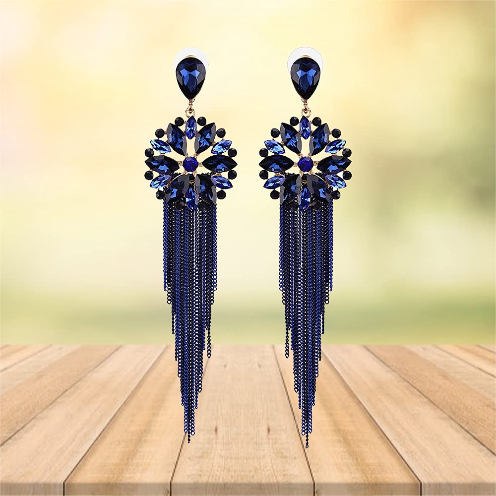 Sparkly Crystal Tassel Earrings for Women