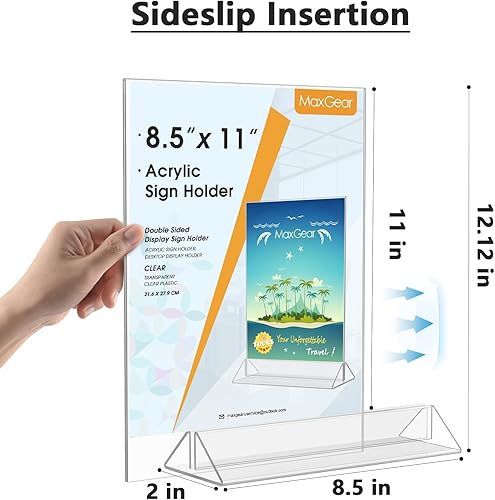 Miniatura 2 de MaxGear Paquete de 6 soportes acrílicos de 8.5 x 11 pulgadas, soporte de papel de plástico transparente, soporte de papel de doble cara para mesa,