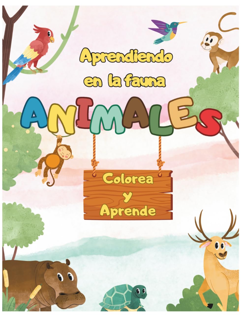 Libro para colorear: 30 Páginas con dibujos para colorear, 3 datos curiosos sobre animales (El Ciervo, León y Lince) y 4 páginas de ejercicios para resolver y colorear.