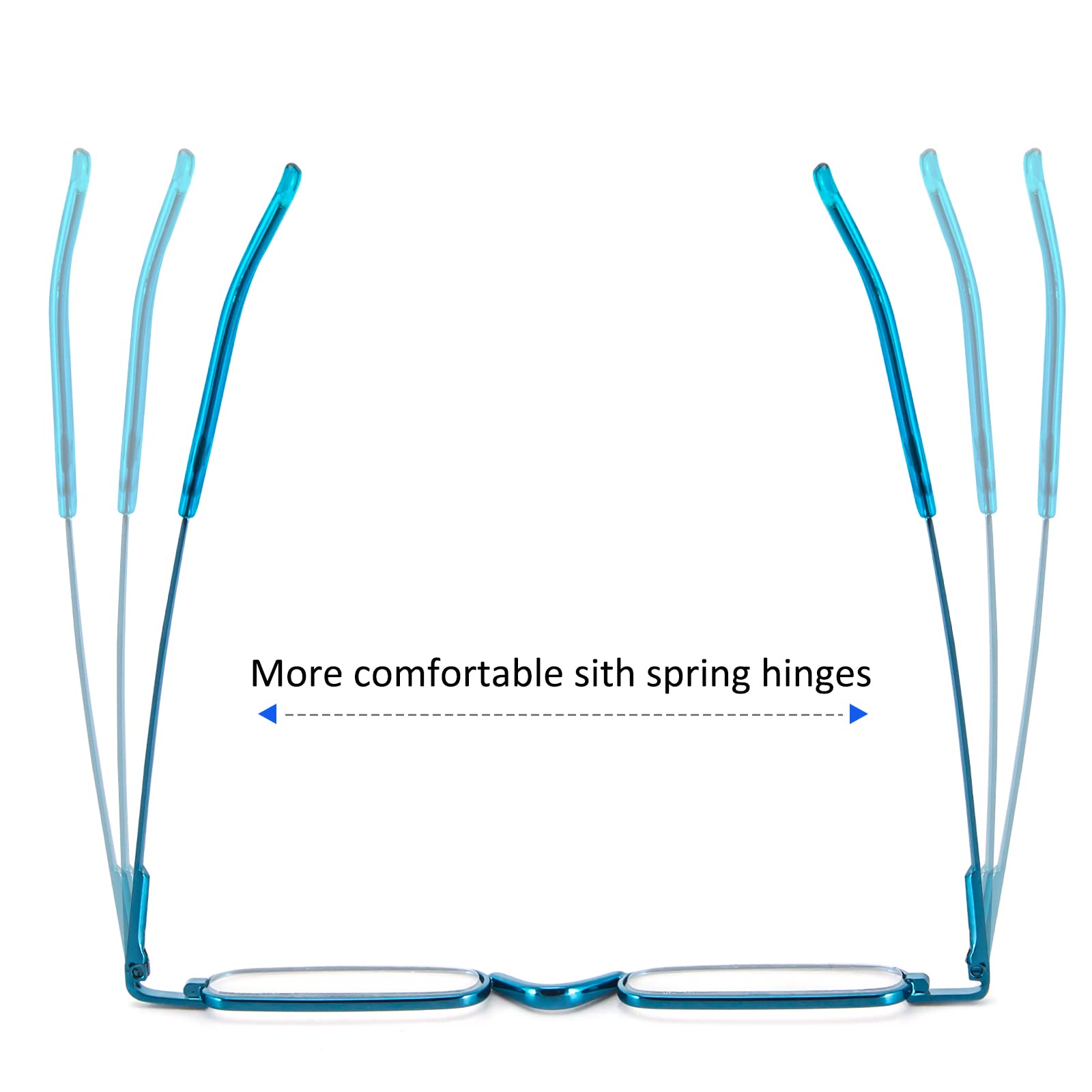 MMOWW Mini Compact Reading Glasses for Men Women -Superlight Metal Pocket Readers with Portable Pen Cases (Blue, +2.5) - Image 4