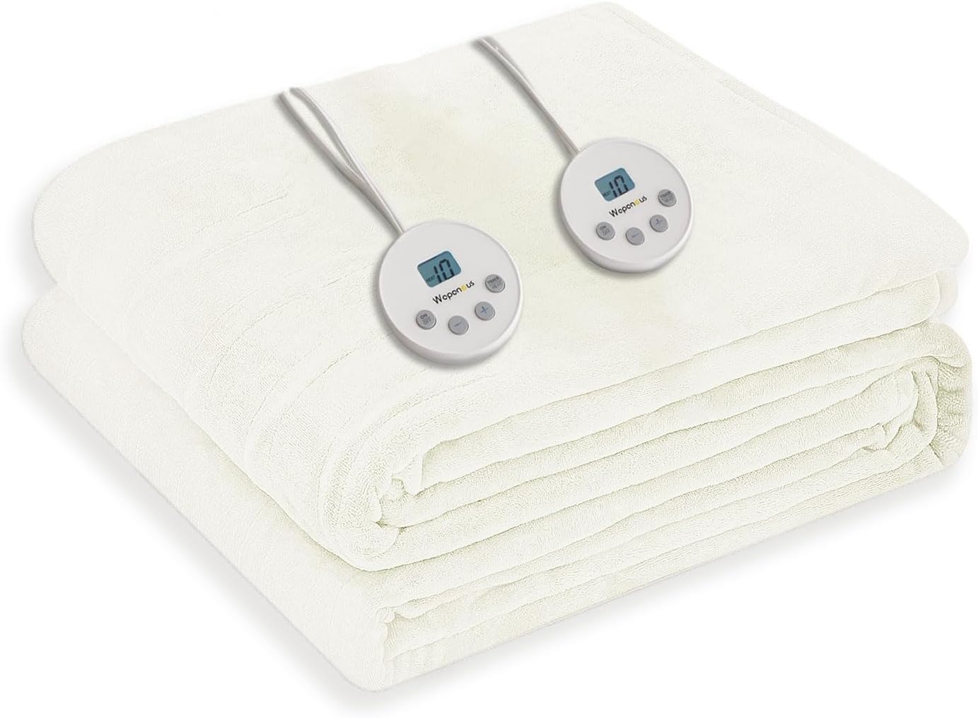 Wapaneus Heated Blanket Electric Queen Size 84"x90"-Dual Control with 10 Heat Levels 12 Timer Settings and 8 Hours Auto-Shut Off,Fast-Heating Electric Blanket,ETL Listed Machine Washable,Ivory