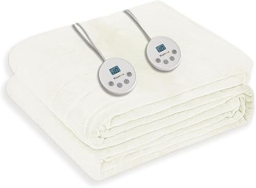 Miniatura 28 de Wapaneus - Cobija eléctrica calefactable matrimonial, 72 x 84 pulgadas, control dual con 10 niveles de calor, temporizador de 12 horas, lavable a