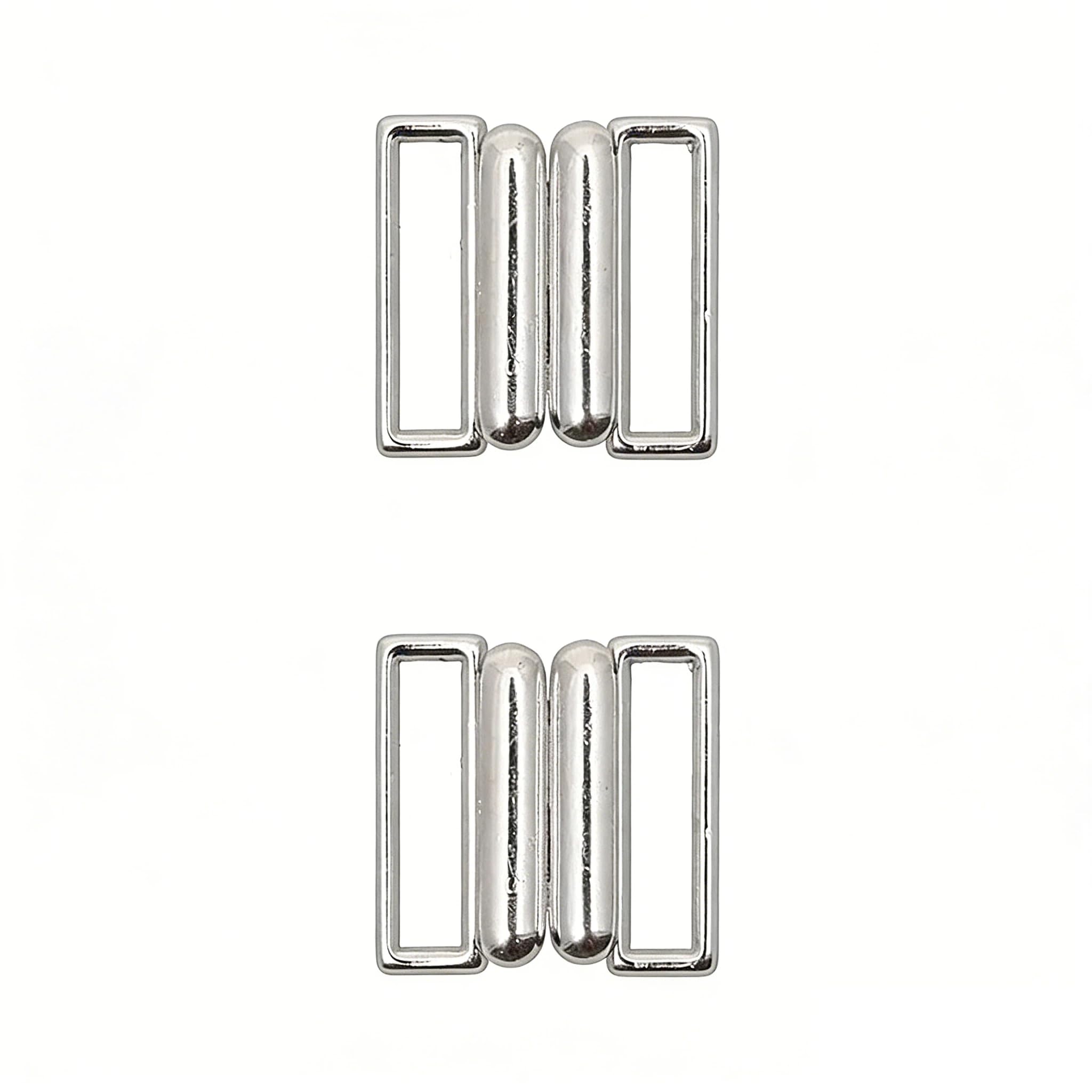 Trifletopia 2PCS Silver Metal Clasp – Bikini Buckle Closure for Bras and Underwear – Durable Metal Fastener Clips for Swimwear, Lingerie, Adjustable Strap Accessories (Silver)