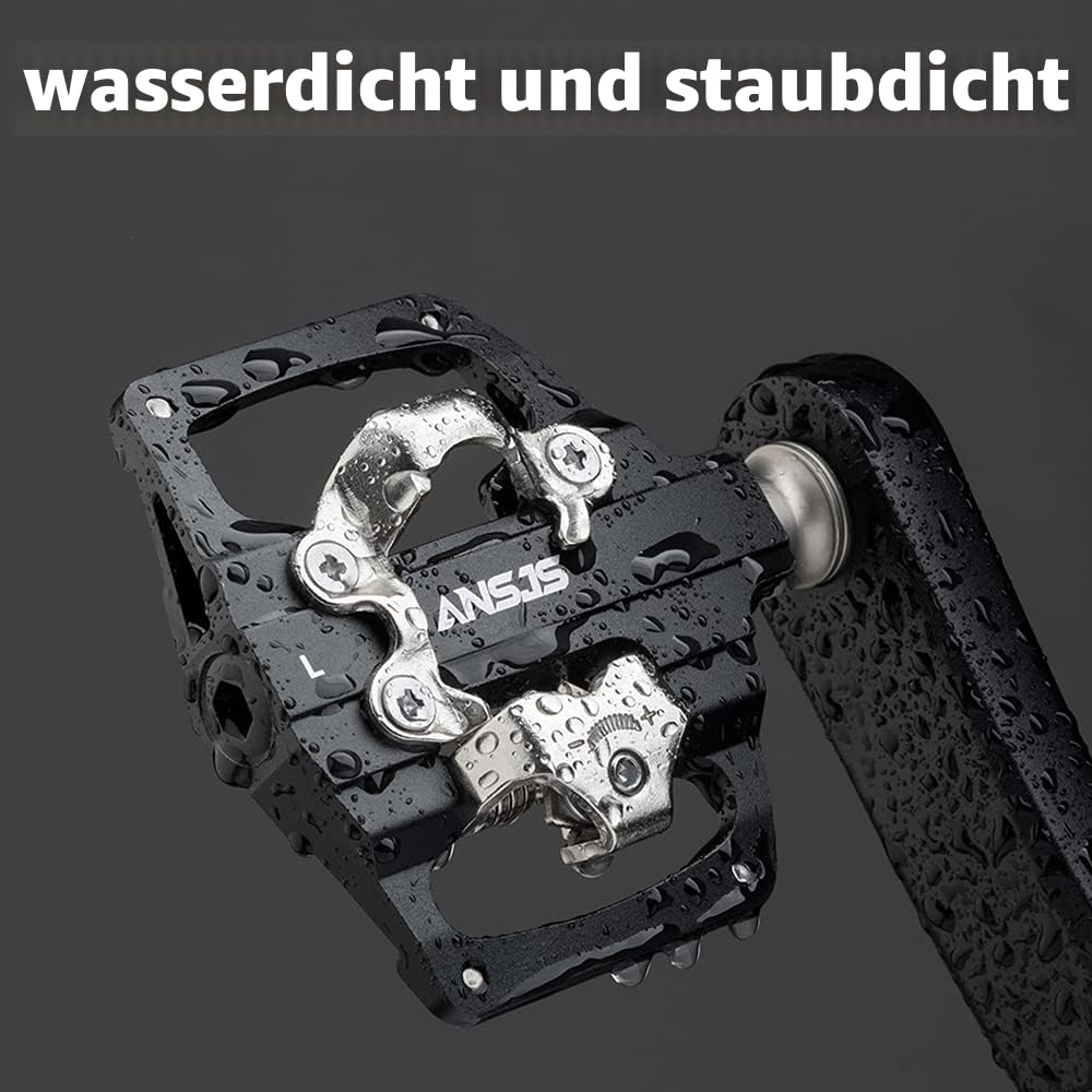 2 in 1 SPD-Fahrradpedale, CNC Aluminium rutschfest, Klickpedale Set für BMX MTB Trekking Mountainbike Rennrad, Achse 9/16" (M213)