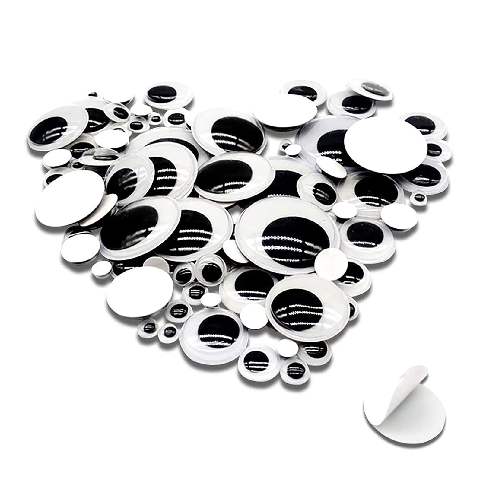 toaob 100pcs plastic googly wiggle eyes self adhesive round 6mm to 35mm white sticker eyes for diy crafts scrapbooking decoration