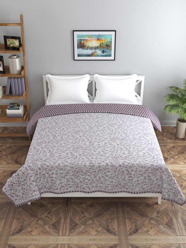 Image of Florida Diva Cotton Reversible Dohar Topsheet for Double Bed Made for All Season Blanket Throws with Floral Print