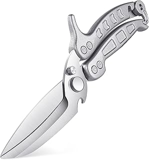DRAGON RIOT Heavy Duty Poultry Shears - A Must Have Kitchen Shears for Chicken and Meat Cutting - Dishwasher Safe and Stainless Food Kitchen Scissors for Thanksgiving(Silver)