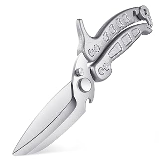 DRAGON RIOT Heavy Duty Poultry Shears - A Must Have Kitchen Shears for Chicken and Meat Cutting - Dishwasher Safe and Stainless Food Kitchen Scissors for Thanksgiving(Silver) - Amazon product rated Grade A