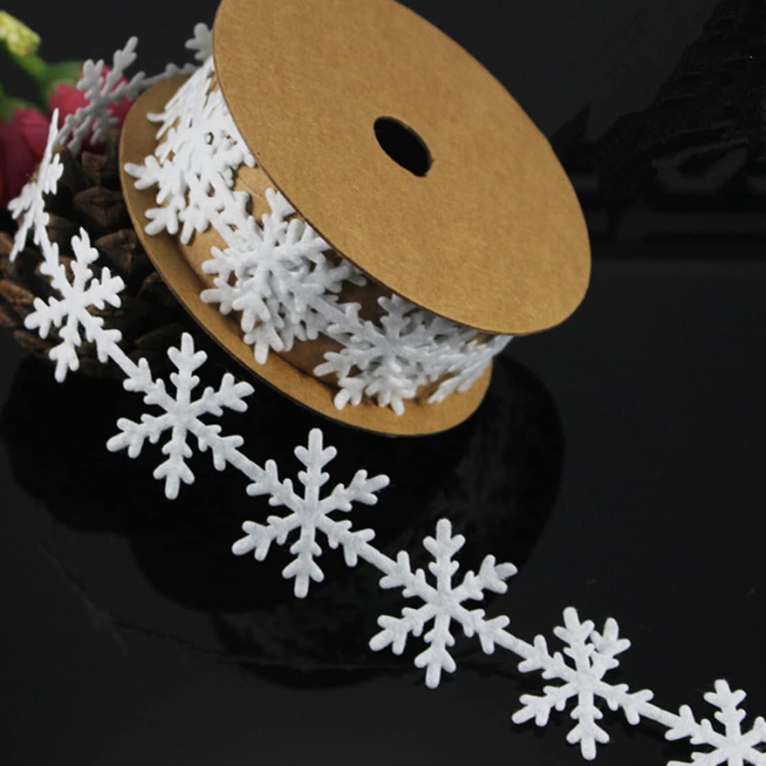 Adornos de Encaje de Fieltro para Manualidades de Costura, Cinta de Copo de Nieve, guirnaldas de Fieltro para Costura Artesanal, Apliques de Tela no Tejida, Encaje de Fieltro de Copo de Nieve, Encaje
