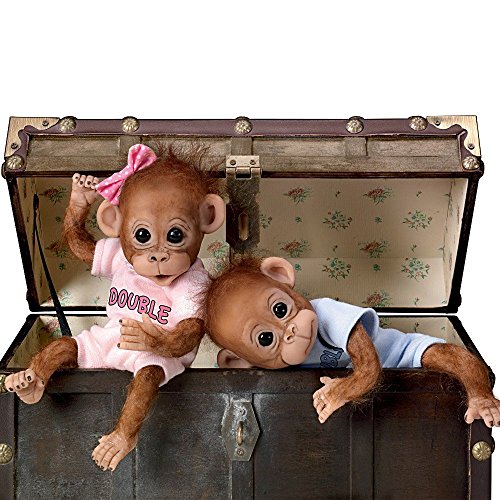 Muñecos Gemelos Orangután Bebé Poseables 20 cm miniatura 5