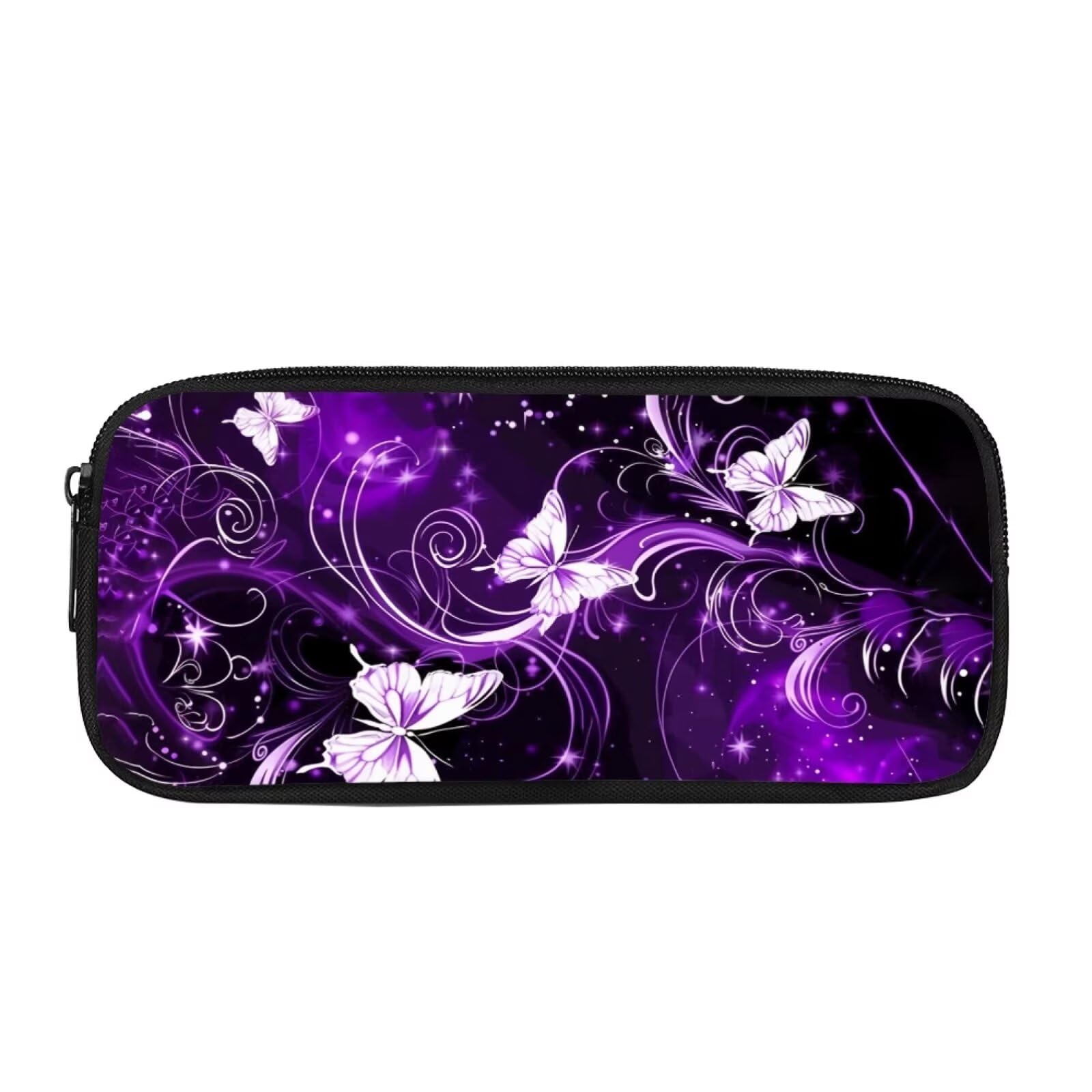 Showudesigns Purple Butterfly Pencil Pouch for Teen Girls Pen Bags Lightweight Cosmetics Bags for Travel,Work,School Organizer Multi-Purpose Stationery Bag Study Accessories โ image 1