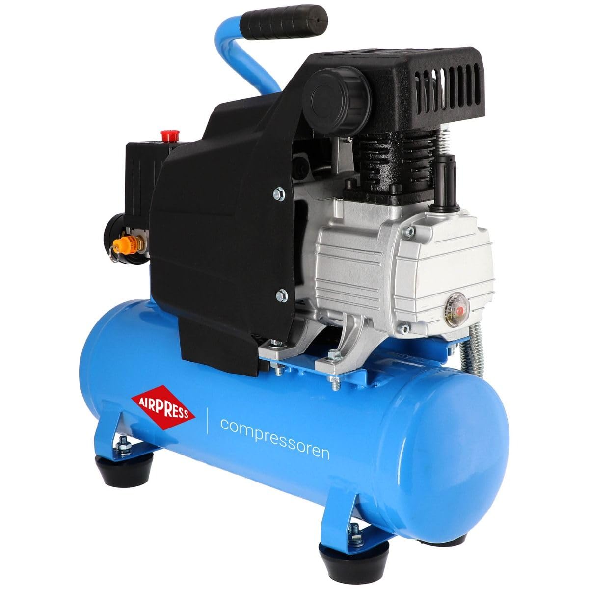 AIRPRESS Compresor de aire H 185-6 8 bar 1.5 CV 82.3 l/min 6 Lts. Compresor de aire pequeño con aceite - Compresor doméstico movil