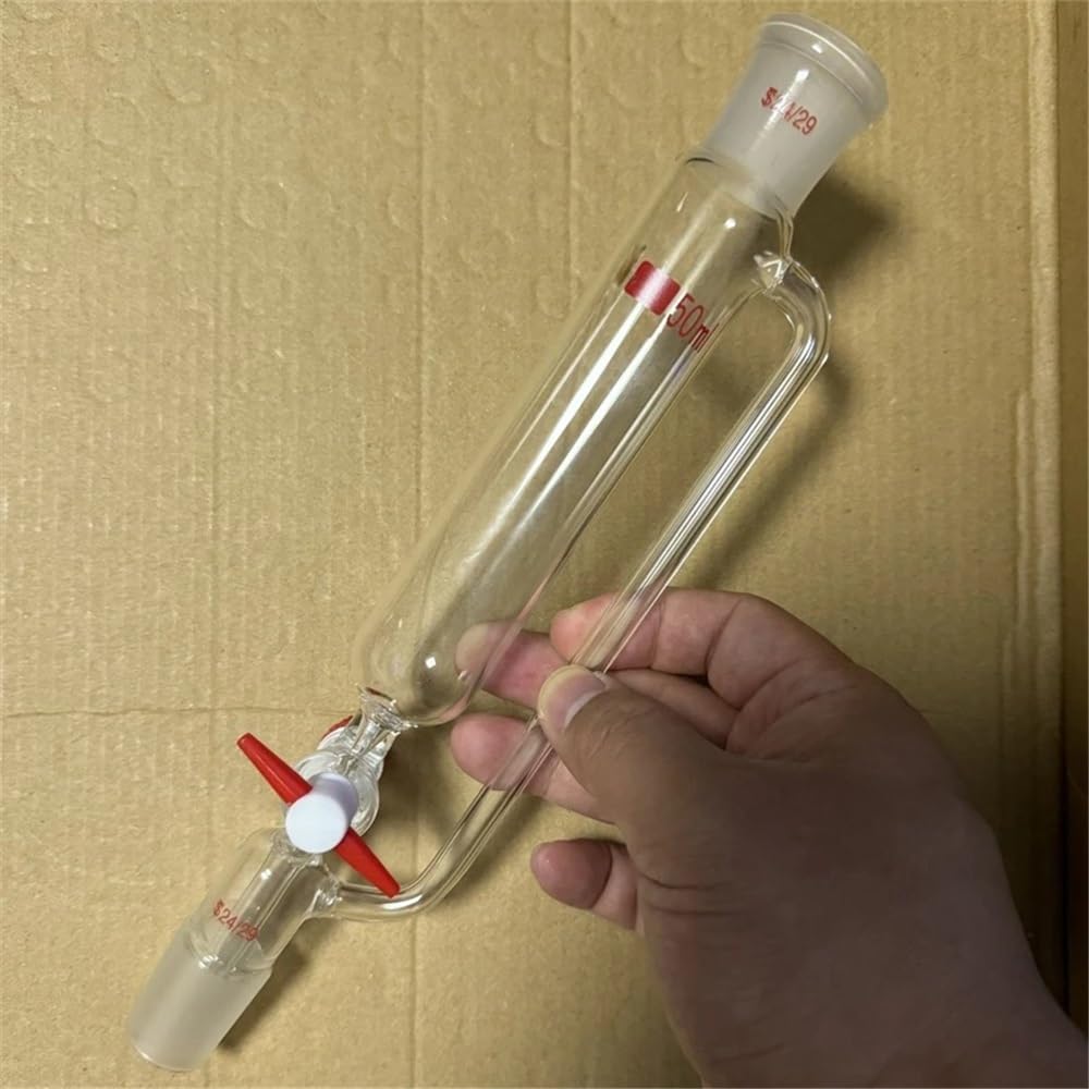 Cristalería de Laboratorio Embudo de vidrio de laboratorio de 10 ml a 1000 ml con boca estándar y tapón cilíndrico de separación por goteo.(1000ml 24x24)