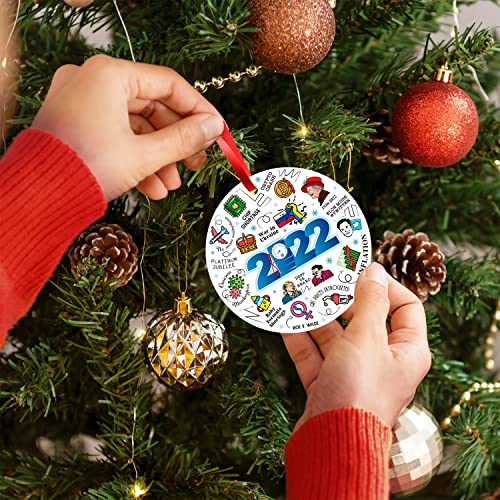 Image of Soul Decor 2022 Christmas Ornaments, (4 Pack) Large 3.75 inch Round Metal Ornament, Velvet Pouch Included