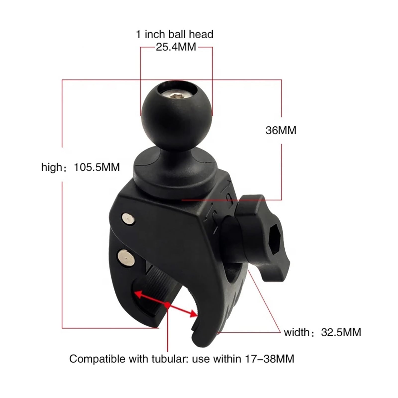 Porta Cellulare per Moto Morsetti per Binario Piccolo, 17–38 Mm, Adatti per Supporti su per Moto