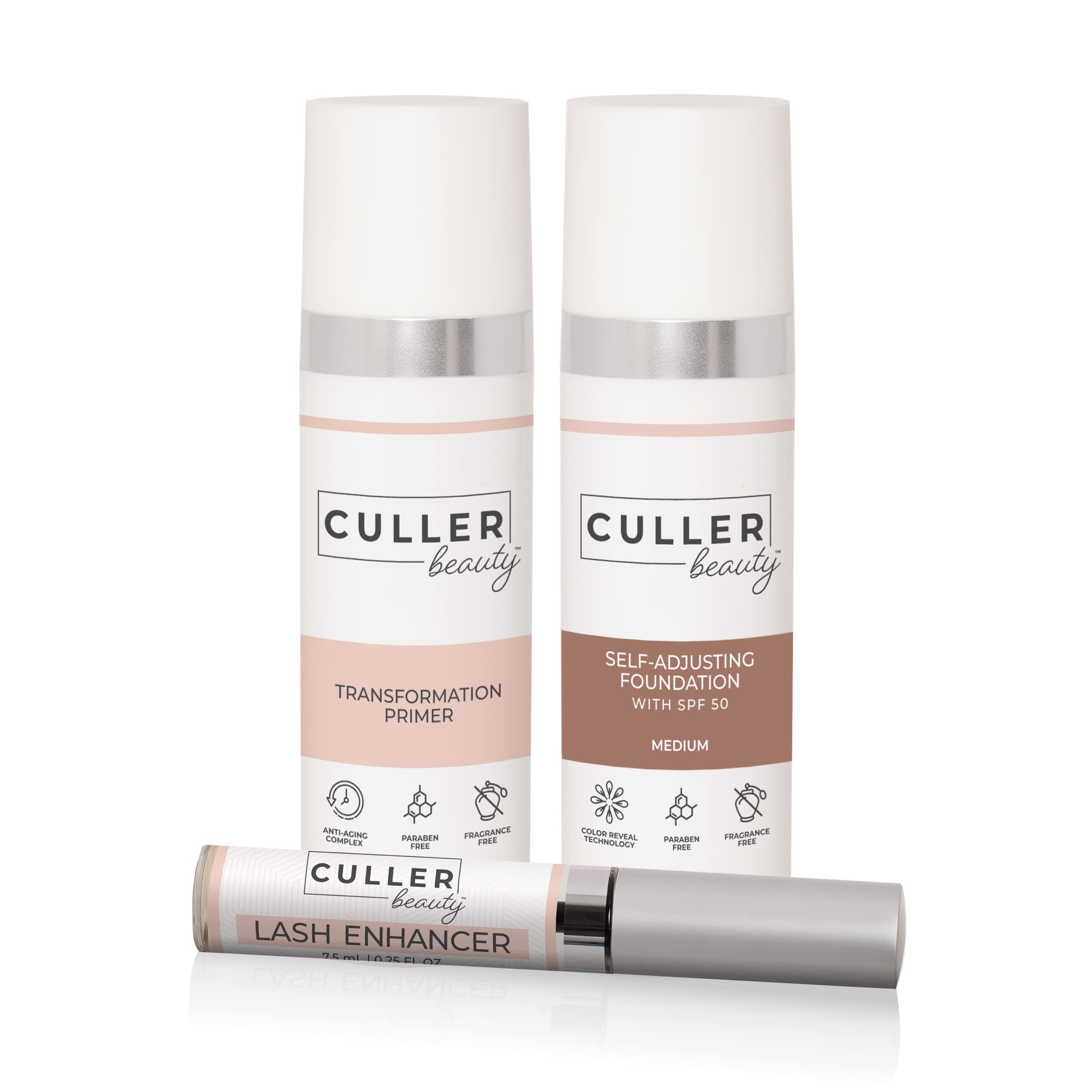 Ultimate Beauty Package - Makeup Kit with Matte Primer, Color Changing Foundation, & Lash Enhancer Serum (Medium)